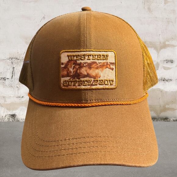 Capture Western Accessories - Capture Western Graphic Brown Trucker Hat with Orange Trim NWT